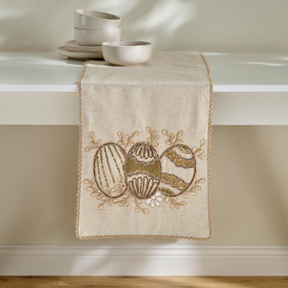 Bieżnik Haftowany Oaken 35x180 cm z motywem jajka