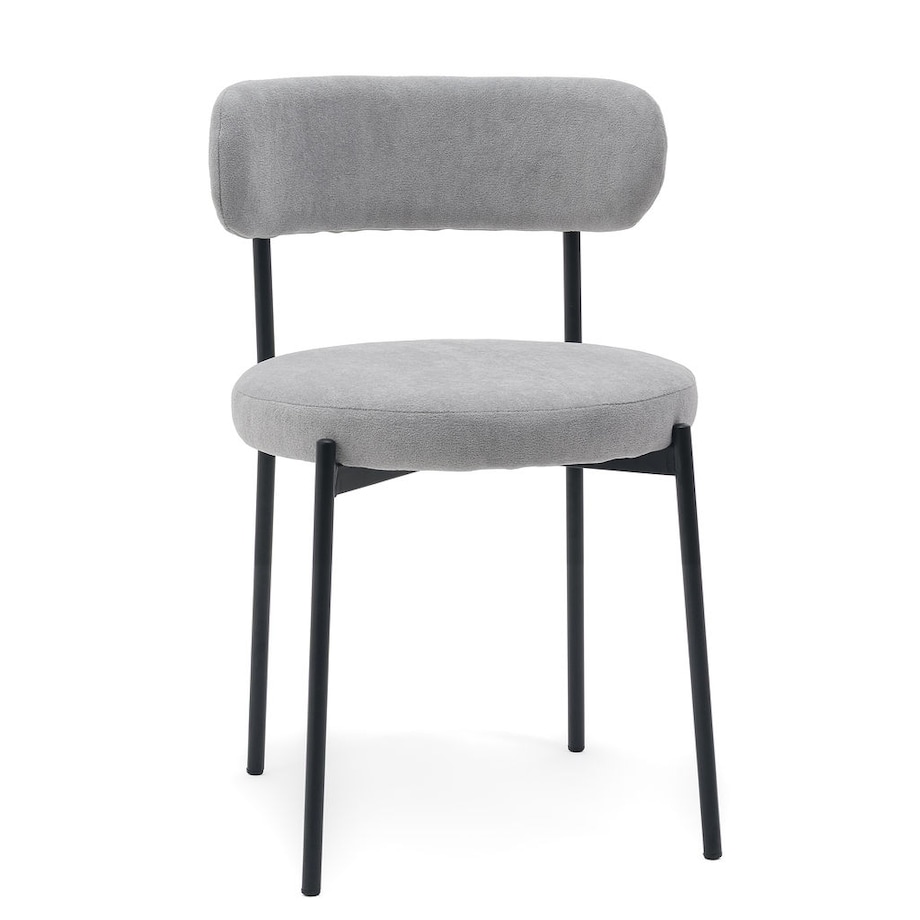 Tapicerowane krzesło tkanina boucle TEDDY kolor szary na czarnych nóżkach