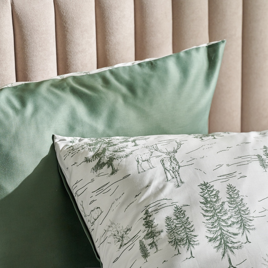 Pościel z bawełny satynowej Erdo 200x220 cm z motywem choinki