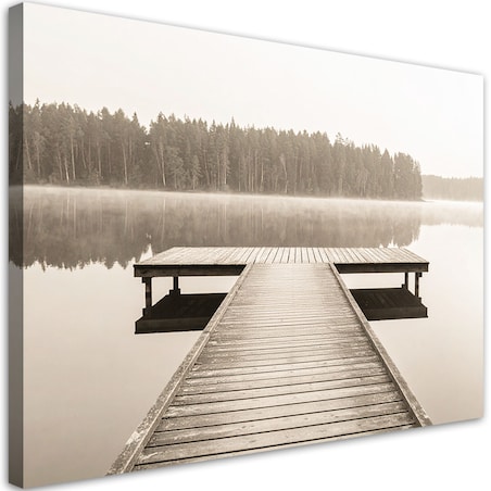 Obraz do salonu sypialni biura, Pomost jezioro krajobraz natura 120x80