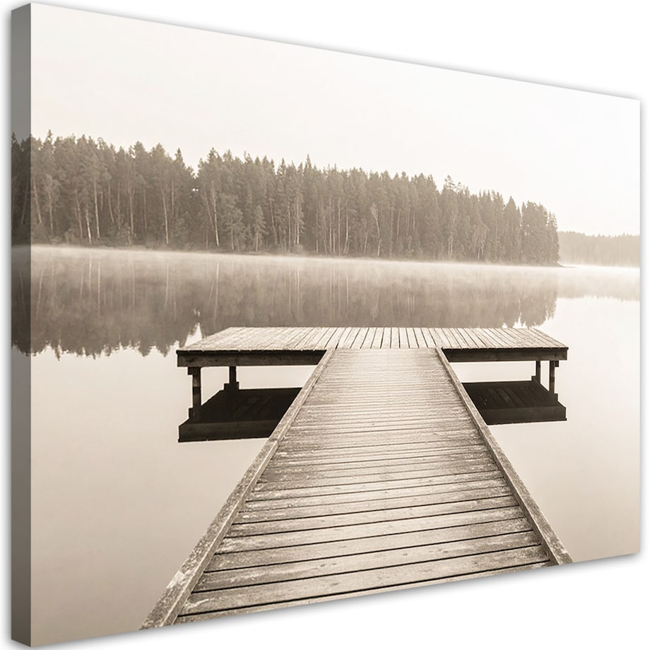 Obraz do salonu sypialni biura, Pomost jezioro krajobraz natura 120x80