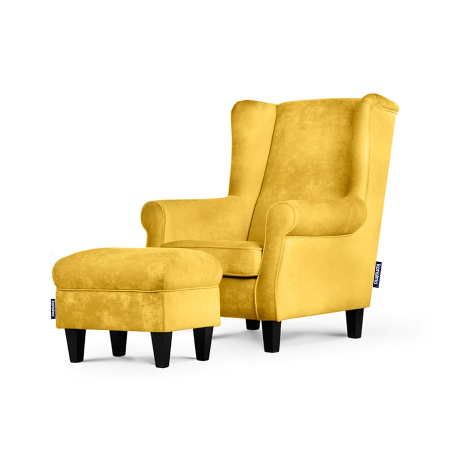 KONSIMO MILES Fotel + puf, kolor Żółty