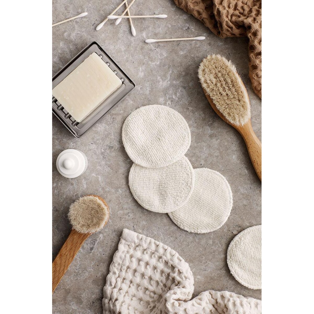 Bawełniane płatki do demakijażu z woreczkiem ASEA, moonbeam, 7 szt.