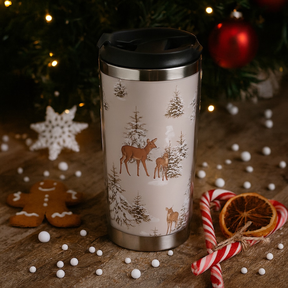 Kubek Termiczny Hirvos z motywem renifera