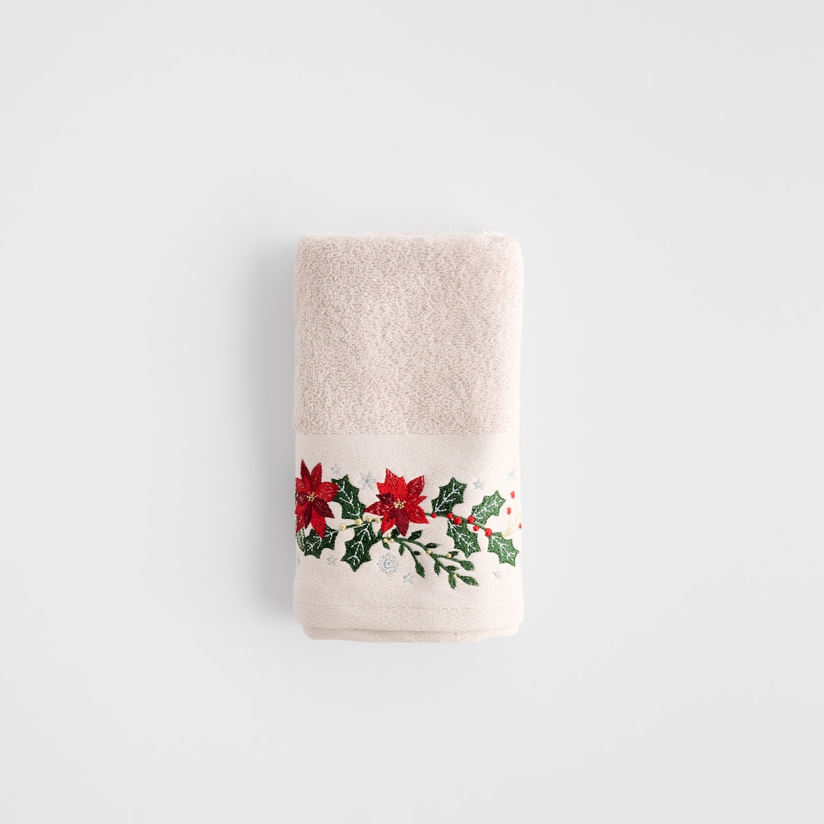 Ręcznik dekoracyjny Poinsetia 50x90 cm z motywem gwiazdy betlejemskiej
