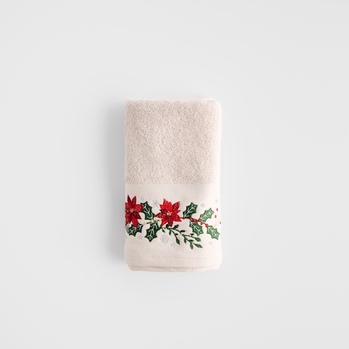 Ręcznik dekoracyjny Poinsetia 50x90 cm z motywem gwiazdy betlejemskiej