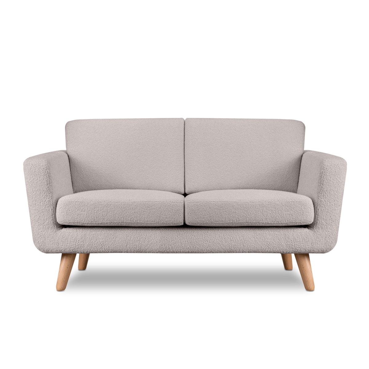 KONSIMO TAGIO Skandynawska 2-osobowa sofa z jasnoszarej tkaniny z owczej wełny