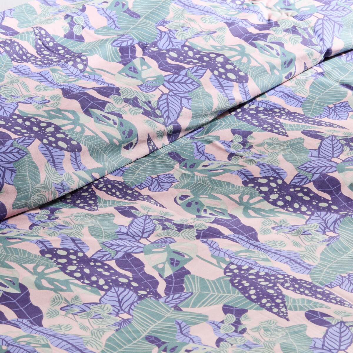 Pościel z bawełny satynowej Hazel 200x220 cm z motywem liściastym