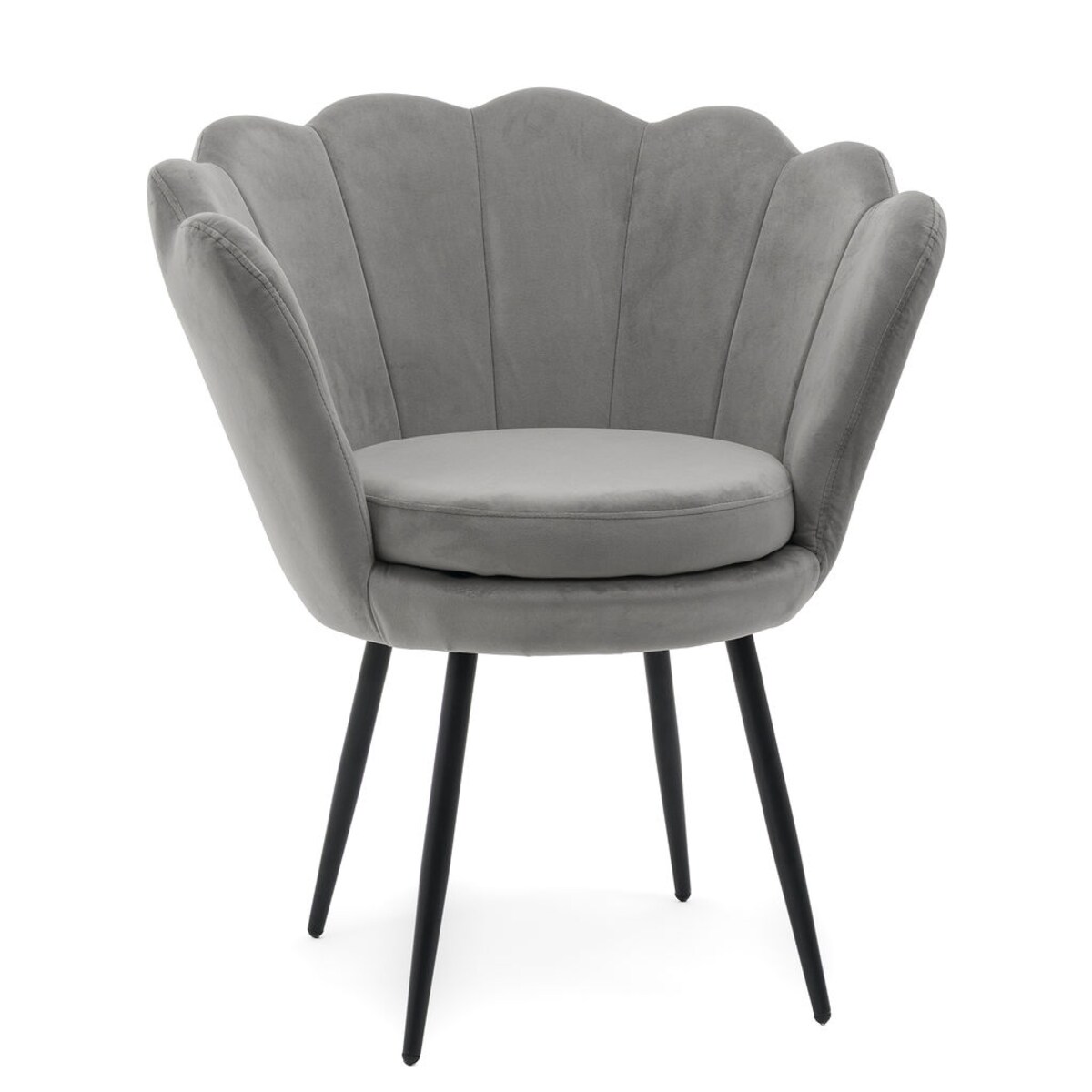 Tapicerowana muszelka SHELL na czarnych nogach krzesło szare welurowe salon