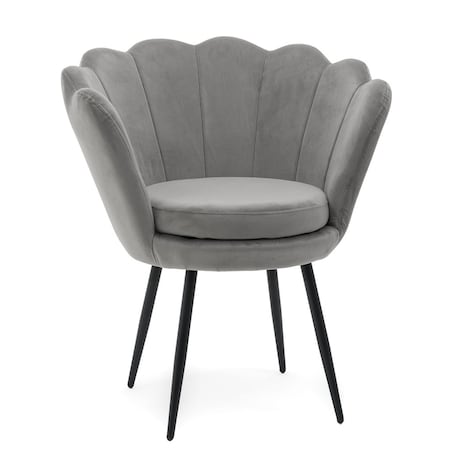 Tapicerowana muszelka SHELL na czarnych nogach krzesło szare welurowe salon