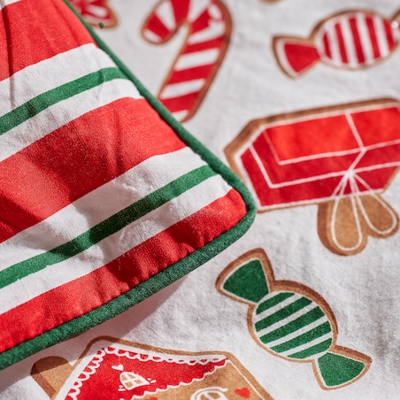 Pościel bawełniana z lamówką Ginno 160x200 cm z motywem piernika