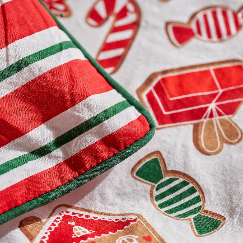 Pościel bawełniana z lamówką Ginno 160x200 cm z motywem piernika