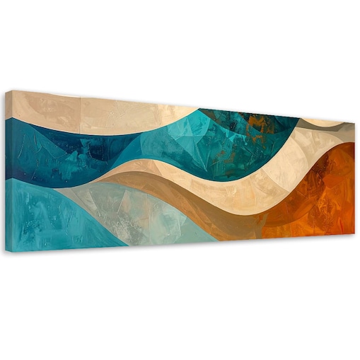 Obraz do salonu sypialni biura loftu, Abstrakcyjne kształty beżowy turkusowy