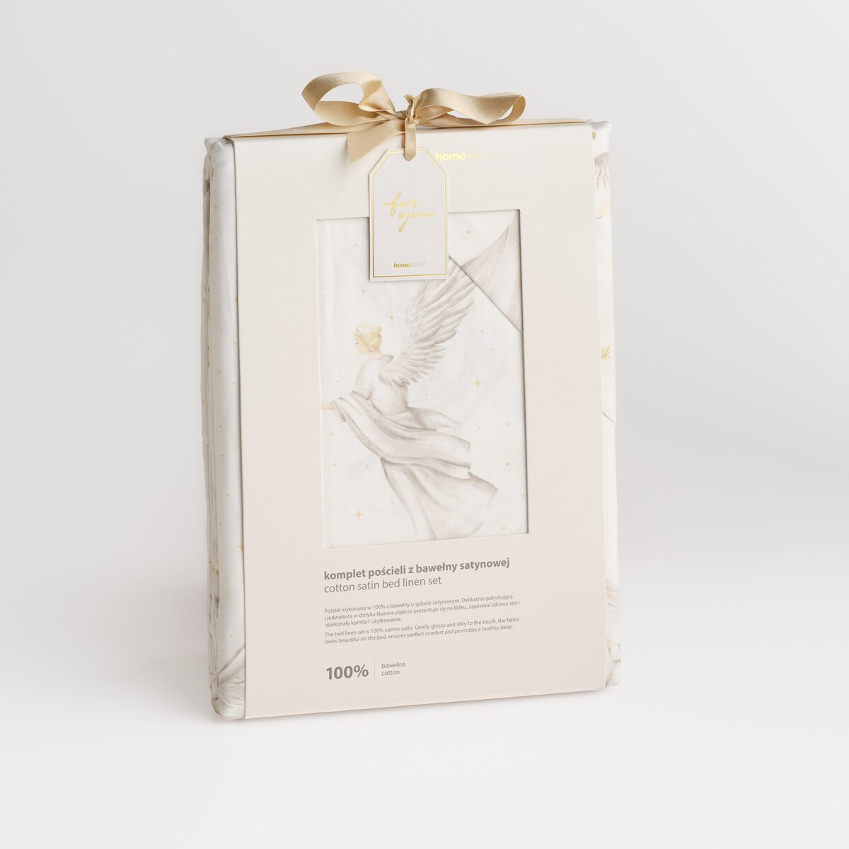Pościel z bawełny satynowej Angeliso 200x220 cm z motywem anioła