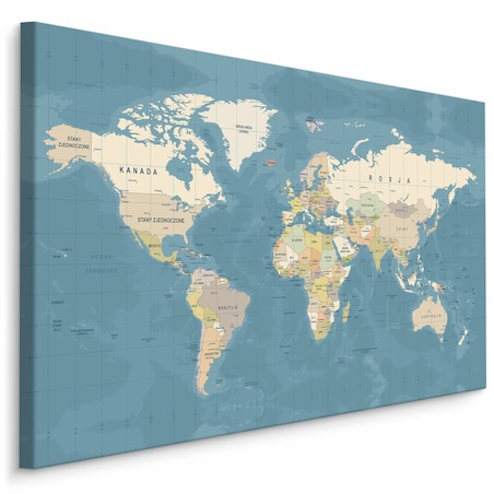 Obraz Mapa Świata Po Polsku 120x80cm