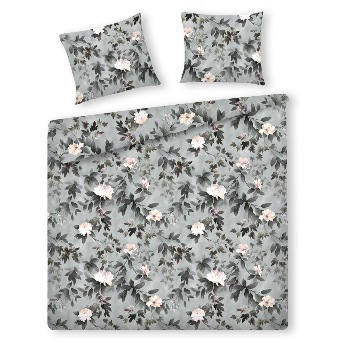 Pościel z bawełny satynowej Kasna 200x220 cm z motywem liściastym