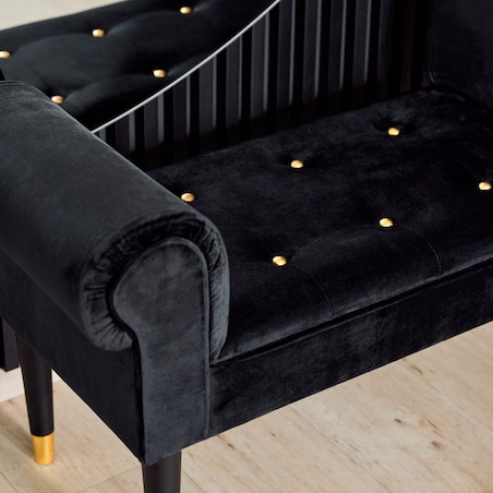 Welurowy szezlong w stylu glamour wykończony cyrkoniami atlin