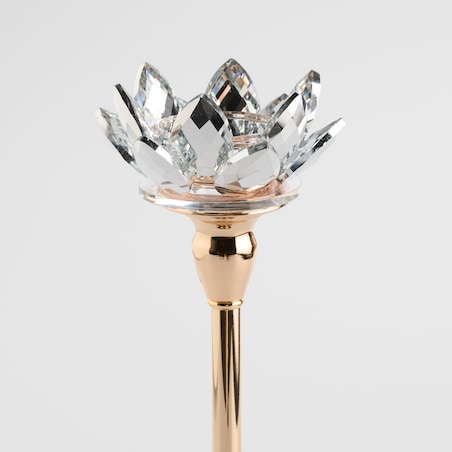 Świecznik Cristal shine long z motywem kwiatowym