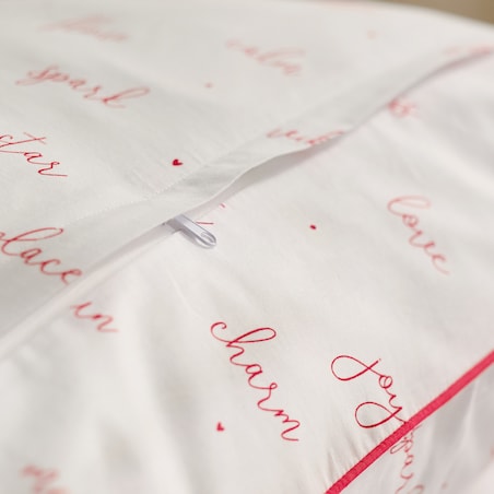 Pościel bawełniana z lamówką Zafir 200x220 cm z motywem napisów
