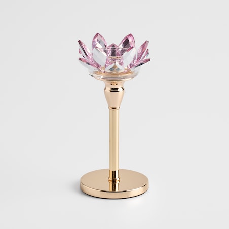 Świecznik Cristal shine long z motywem kwiatowym