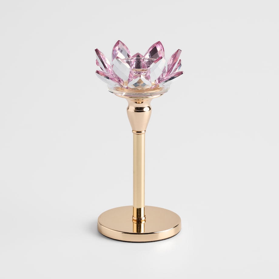 Świecznik Cristal shine long z motywem kwiatowym