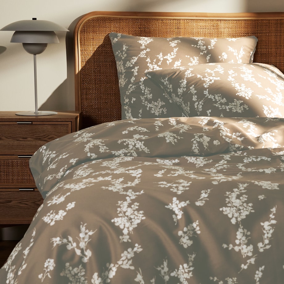 Pościel z bawełny satynowej Vive 160x200 cm z motywem roślinnym