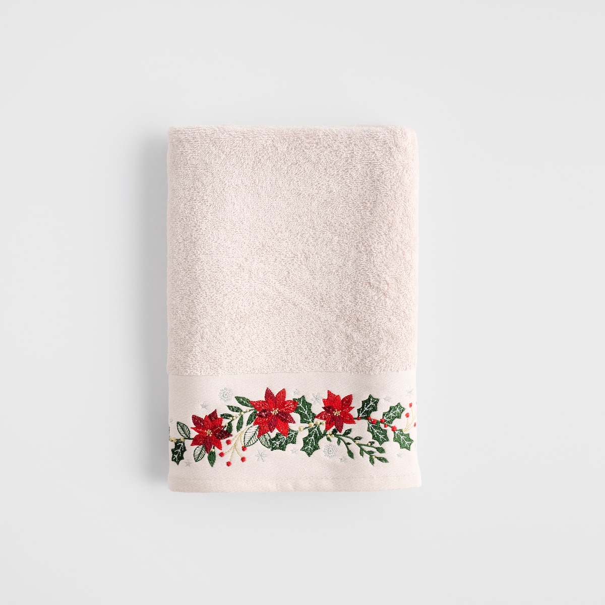 Ręcznik dekoracyjny Poinsetia 70x130 cm z motywem gwiazdy betlejemskiej