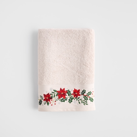 Ręcznik dekoracyjny Poinsetia 70x130 cm z motywem gwiazdy betlejemskiej