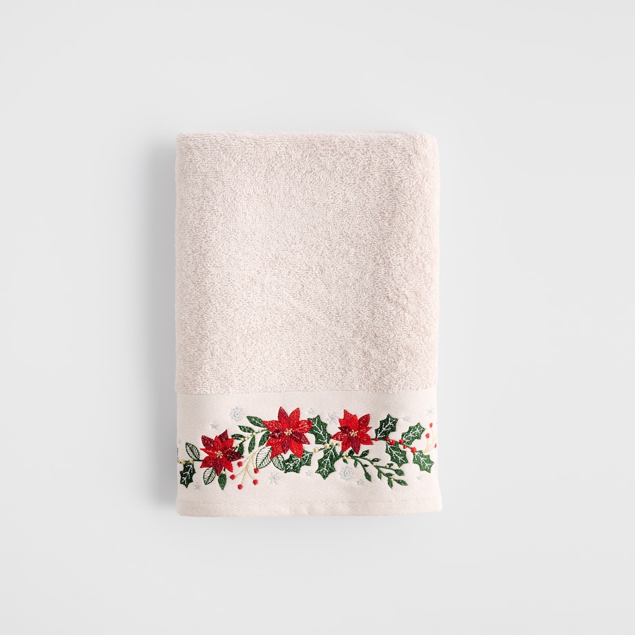 Ręcznik dekoracyjny Poinsetia 70x130 cm z motywem gwiazdy betlejemskiej