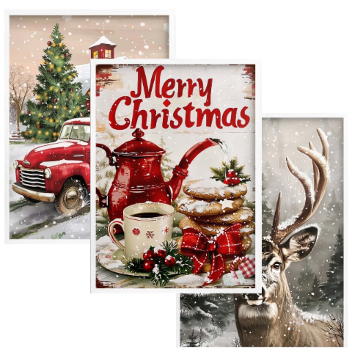 Obrazy Plakaty na ścianę do salonu Boże Narodzenie Święta Choinka Zima