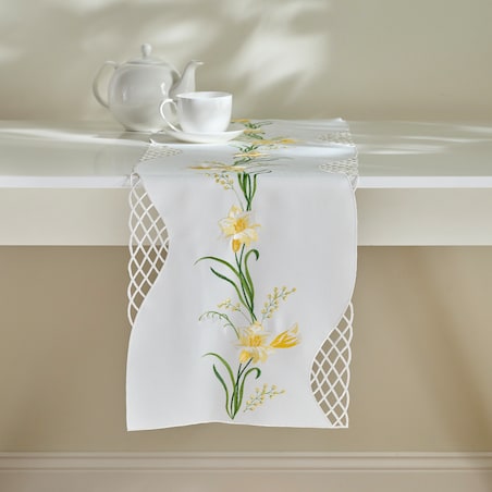 Bieżnik Haftowany Dafodil 35x174 cm z motywem kwiatowym
