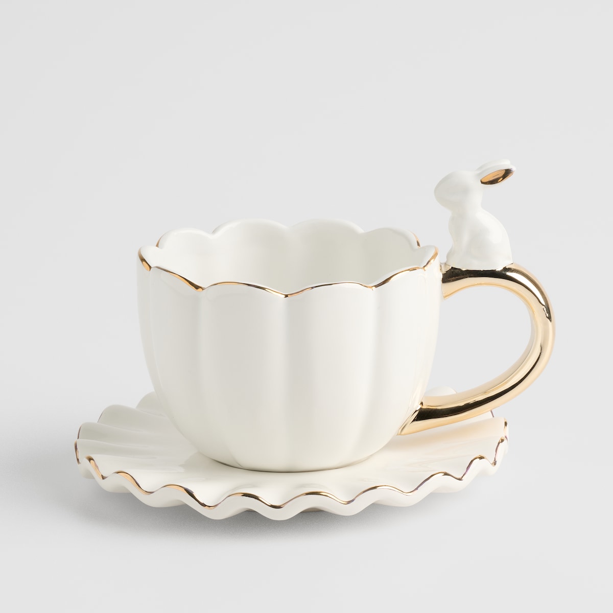 Filiżanka Ze Spodkiem Wonderland z motywem królika