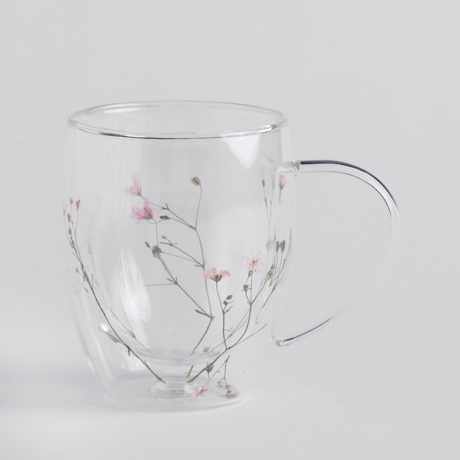 Filiżanka z podwójną ścianką i suszonymi kwiatami Florrissa z motywem kwiatowym