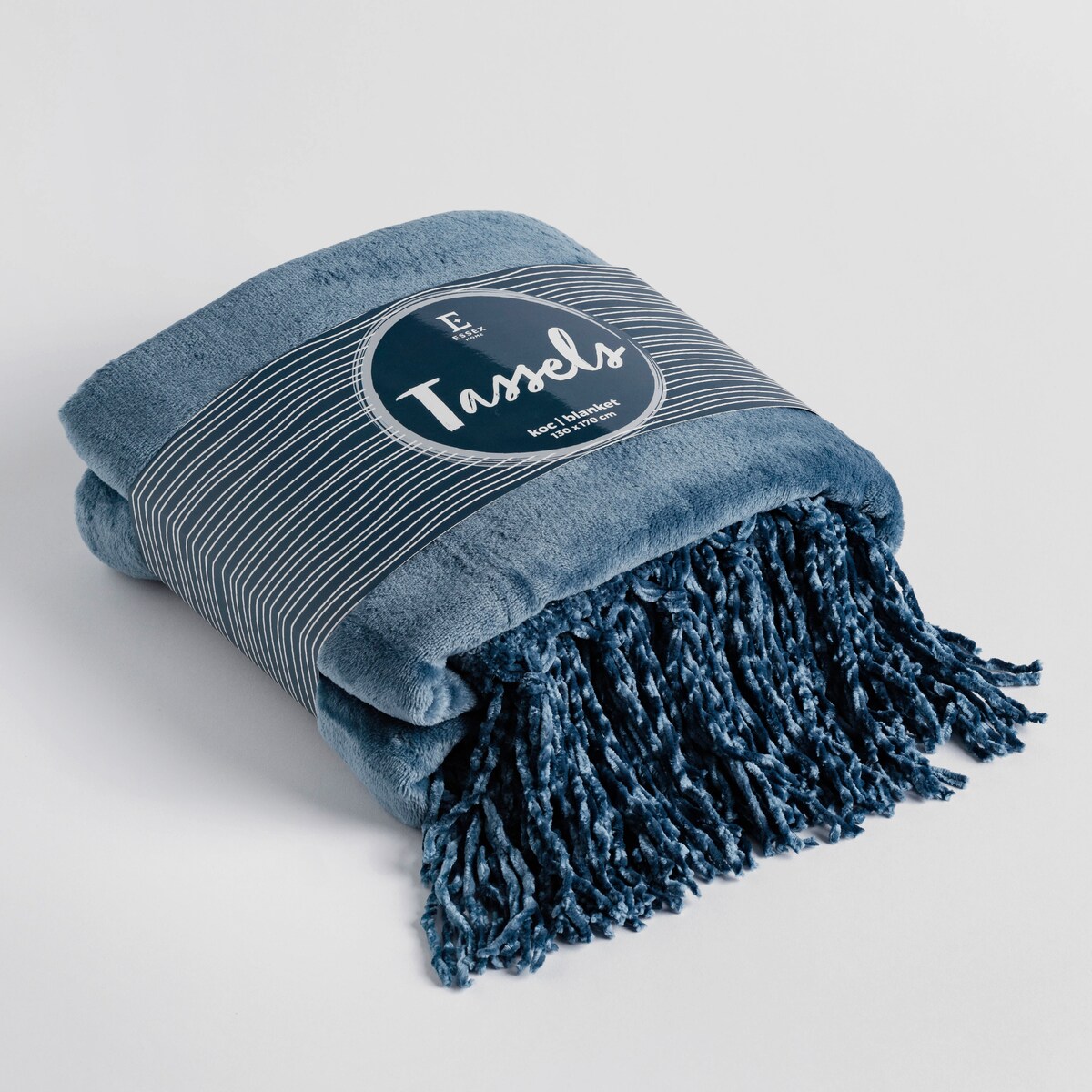 Jednokolorowy koc Tassels 130x170 cm