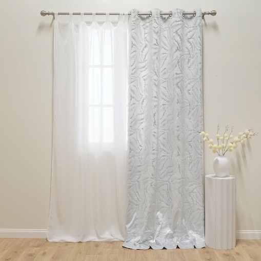 Zasłona Welwetowa Foglare 140x280 cm z motywem liściastym