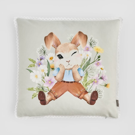 Poszewka z nadrukiem Emi 45x45 cm z motywem królika