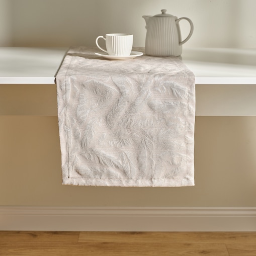 Bieżnik Żakardowy Sparkleaf 35x180 cm z motywem liściastym