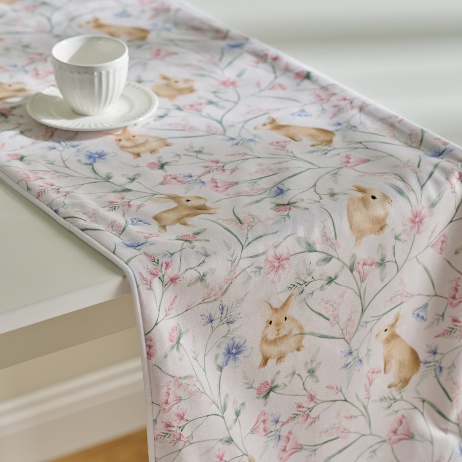 Bieżnik Welwetowy Kirossi 35x180 cm z motywem królika