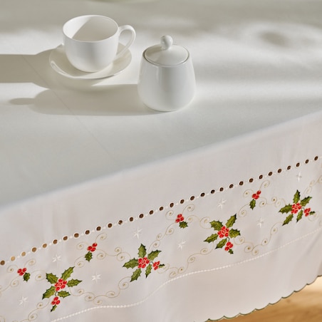 Obrus Haftowany Merrila 147x220 cm z motywem gwiazdy betlejemskiej