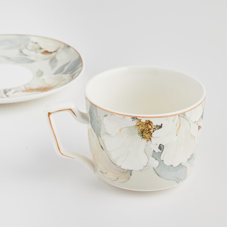 Filiżanka Ze Spodkiem Luca z motywem kwiatowym