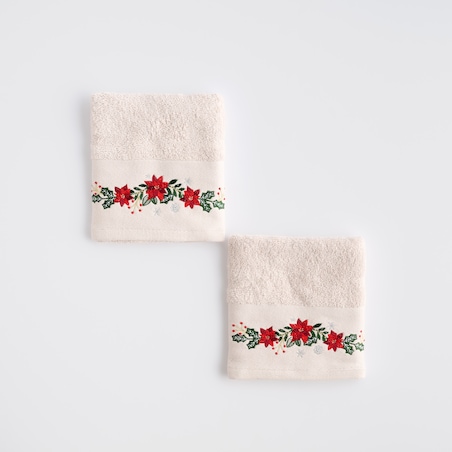 Komplet ręczników dekoracyjnych do twarzy lub rąk 2szt Poinsetia 30x50 cm z motywem gwiazdy betlejemskiej