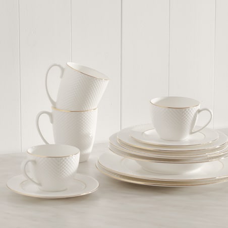 Elegancki Kubek z Porcelany Kostnej Eleni z motywem geometrycznym