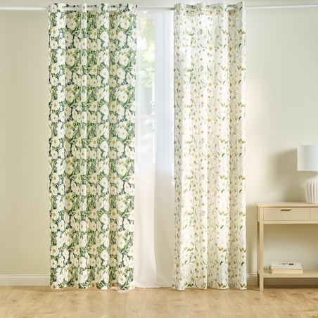 Zasłona z nadrukiem Emeris 140x250 cm z motywem kwiatowym