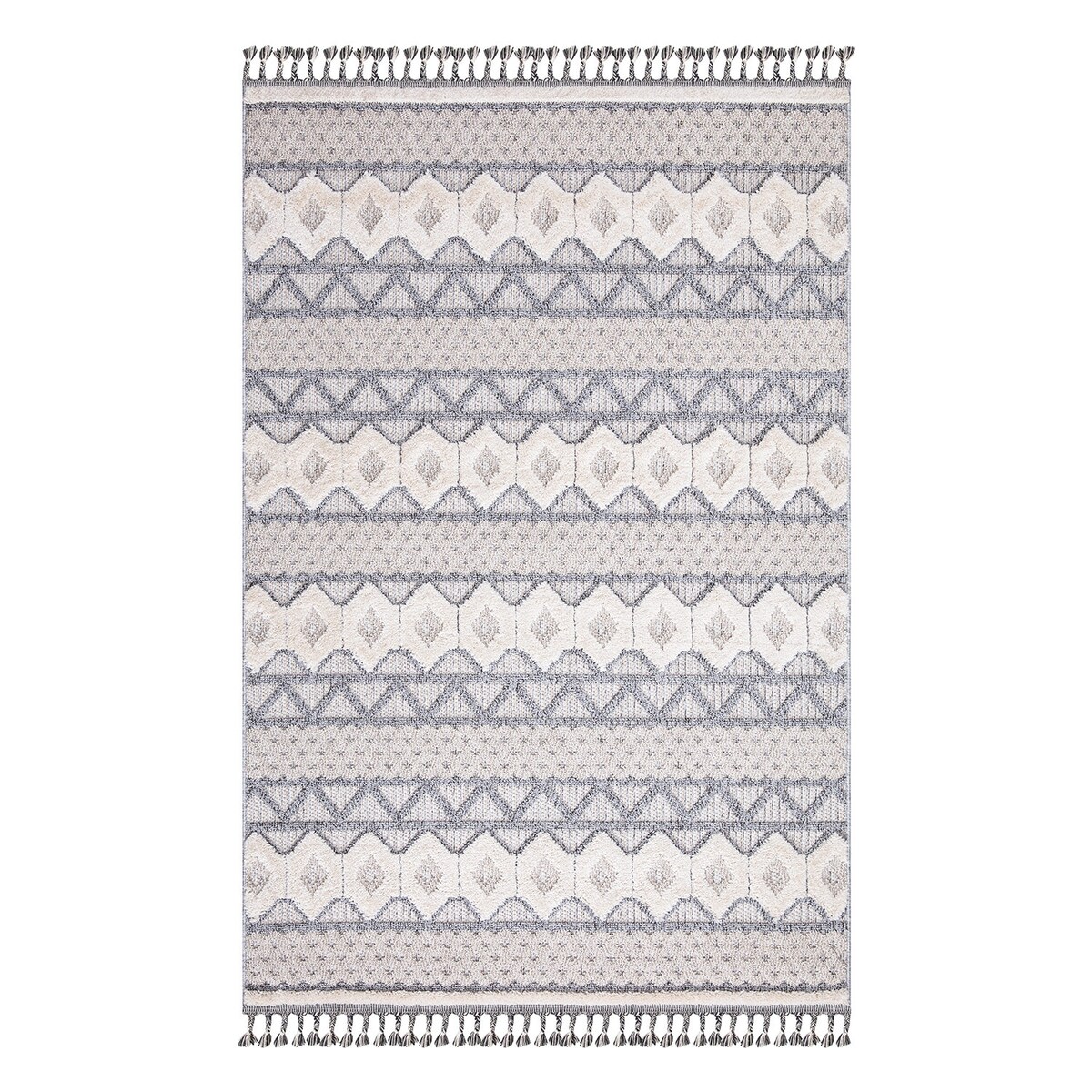 Dywan z frędzlami Cut&Loop Boho-Chic Valora 7280 Szary 160x230