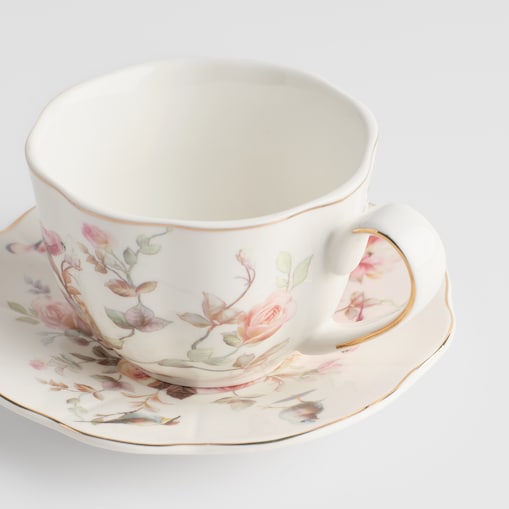 Filiżanka Ze Spodkiem Botania z motywem roślinnym