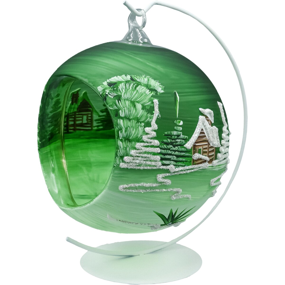 Bombka choinkowa: Lampion ze stojakiem: Głęboka zieleń