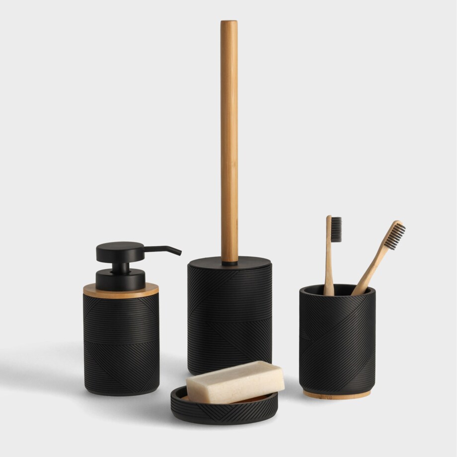 Ryflowana szczotka toaletowa z elementami drewna raveno