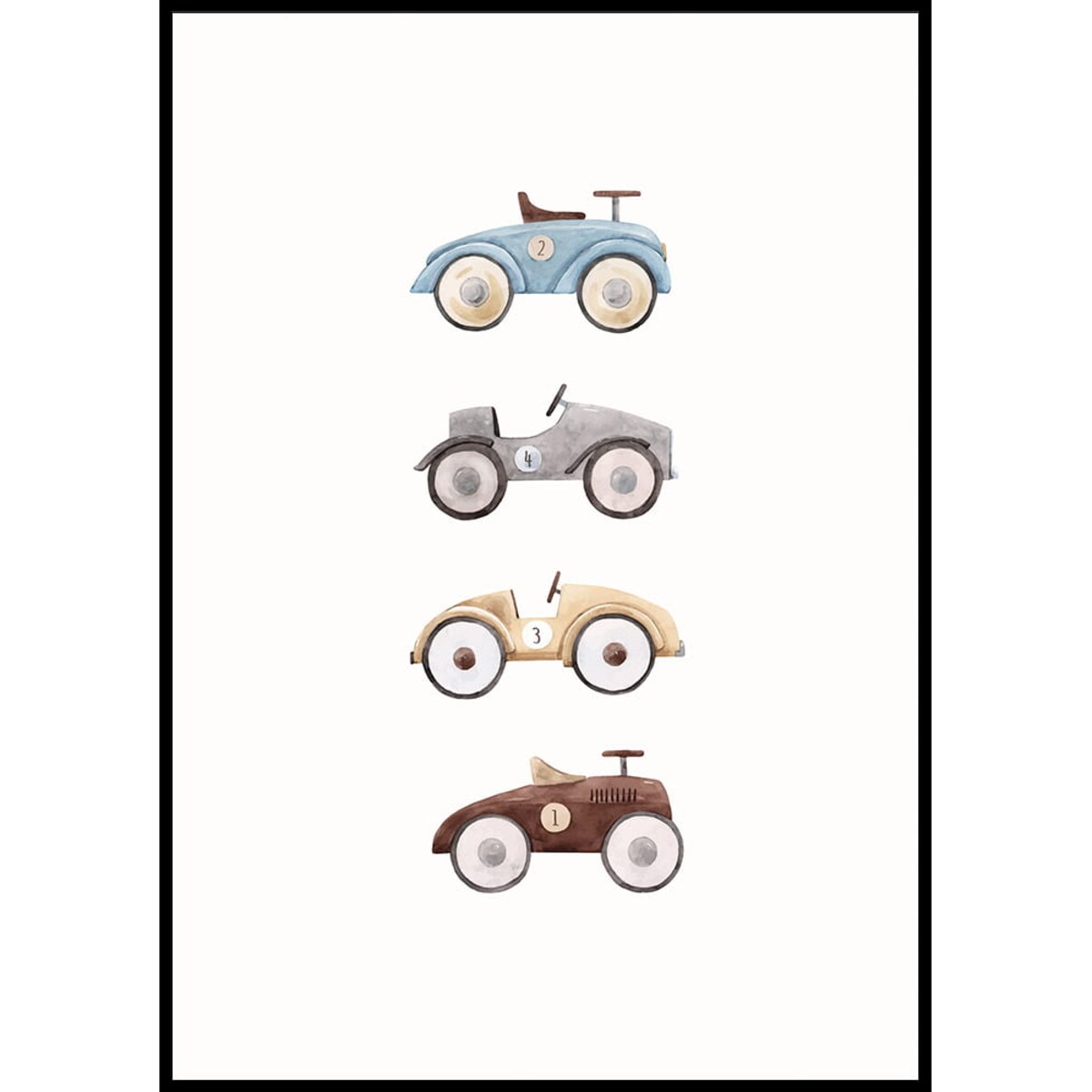 plakat cztery autka 30x40 cm