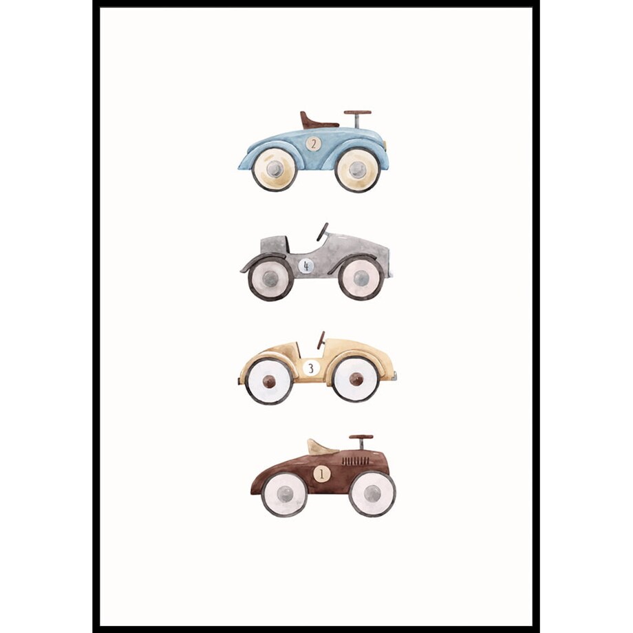 plakat cztery autka 30x40 cm