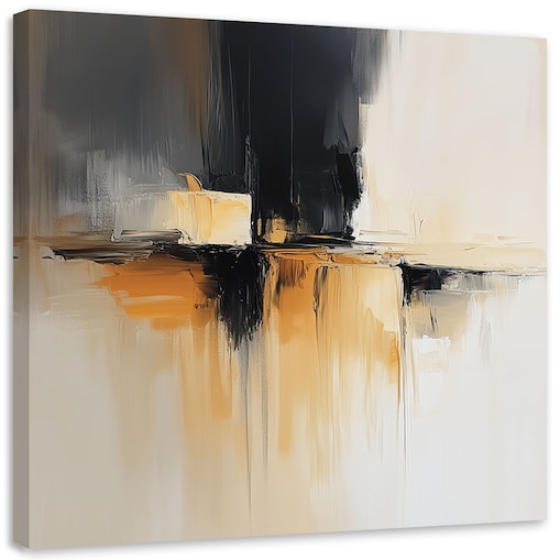 Feeby Obraz do salonu sypialni loft, Abstrakcja beżowy pomarańczowy 30x30